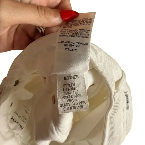 MOTHER The Looker Crop White Straight Leg Ankle Crop Jeans Glass Slipper White - Picture 15 of 15